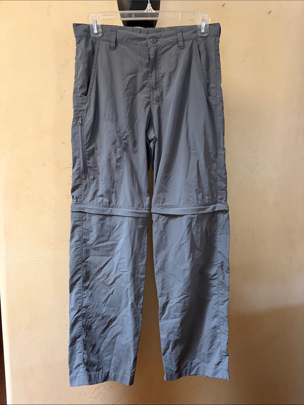 Sz L (14/16) Columbia Gray Kids Convertible Zip-Off Hiking Pants